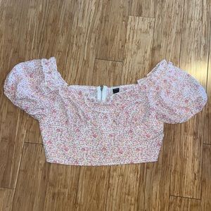 shein floral puff sleeve crop top